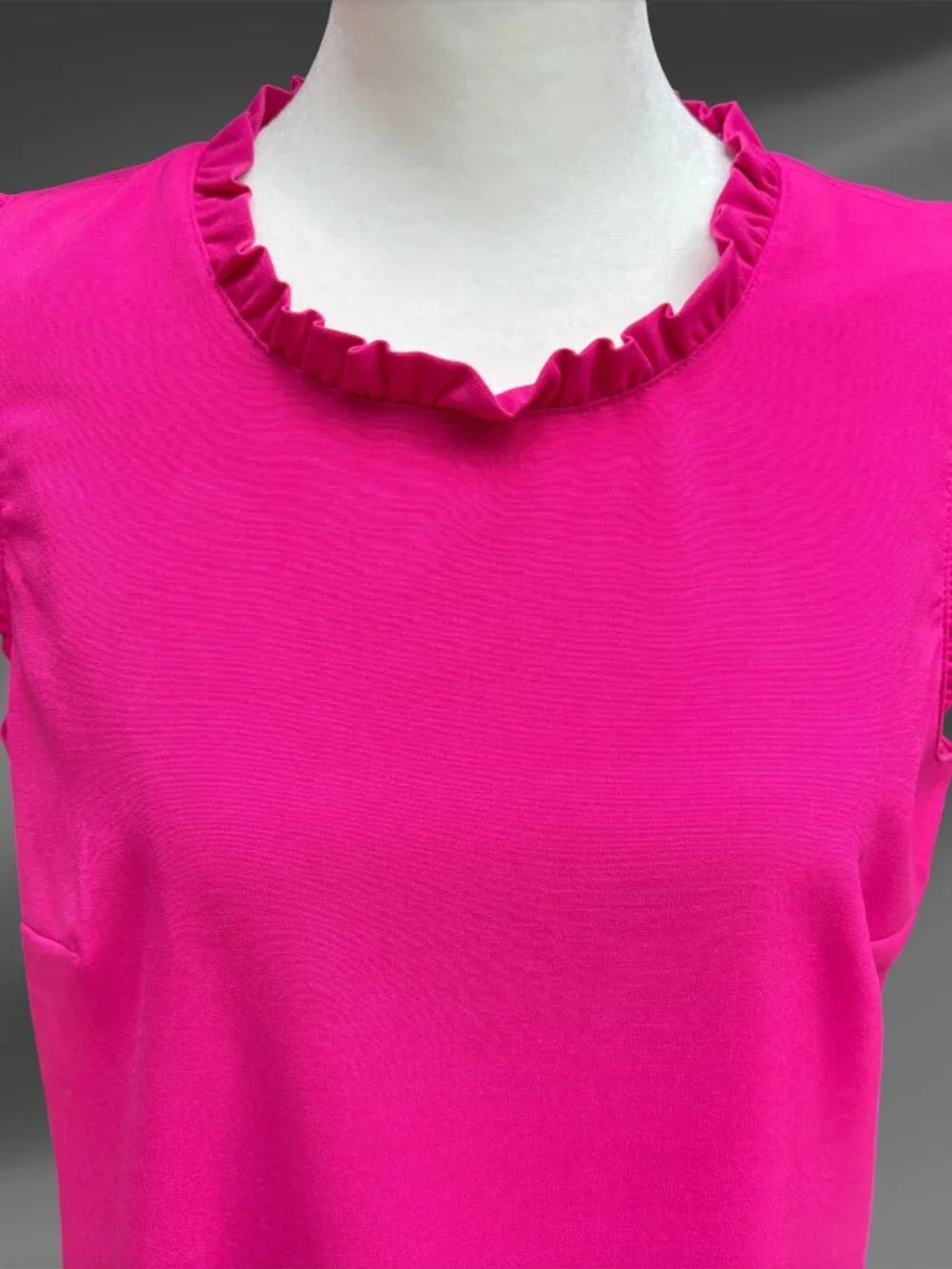 J. Crew Fuchsia Pink Ruffle Trim Sleeveless A-Line Dress Classic Career Sz 8